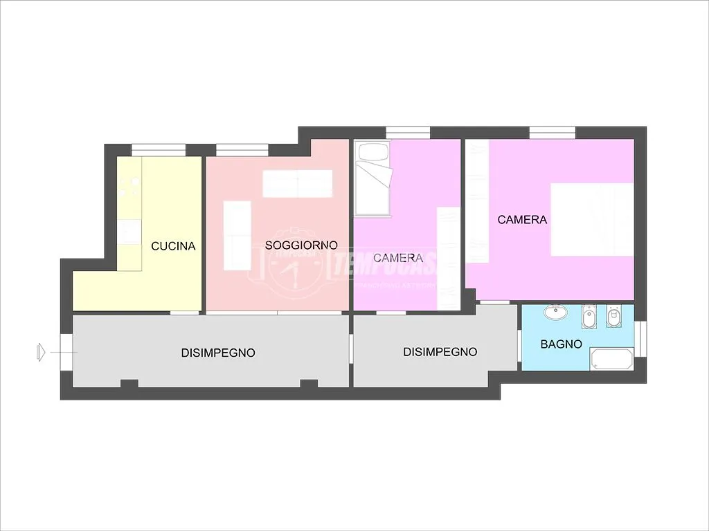 Plan - Spacious Trilocale with Garden in Pavia