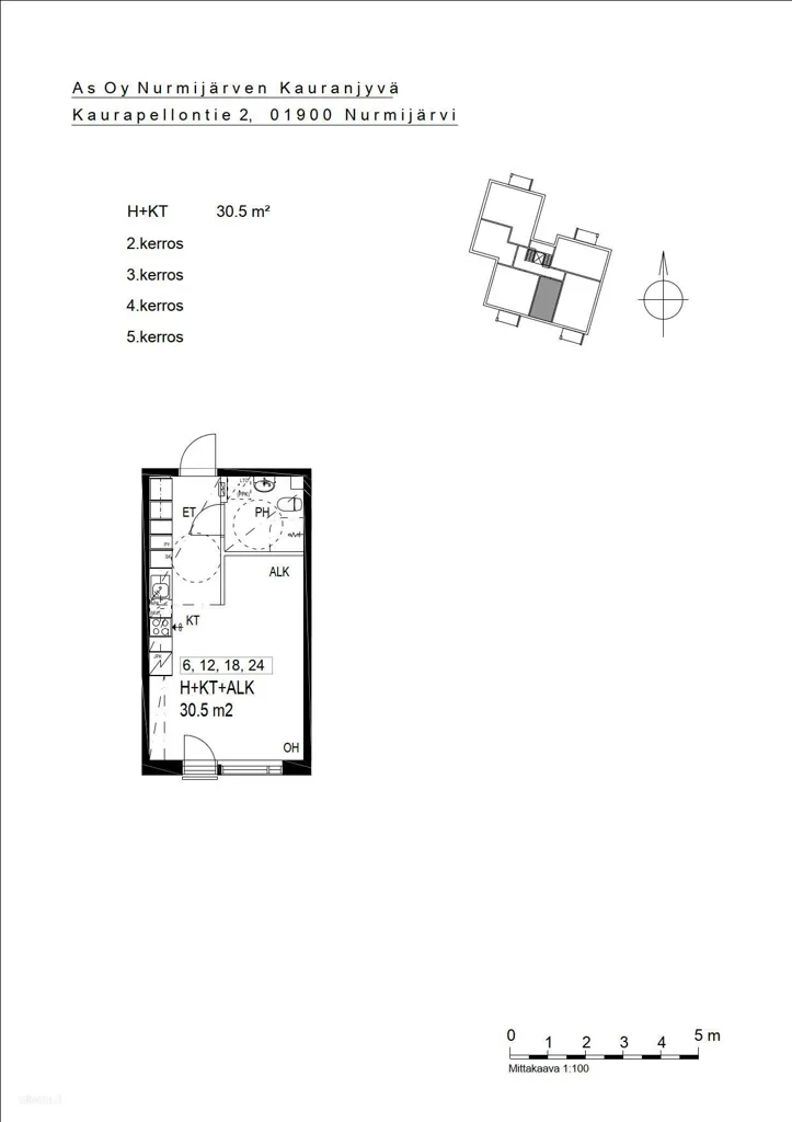 Planimetria - Studio Apartment with Balcony in Nurmijärvi