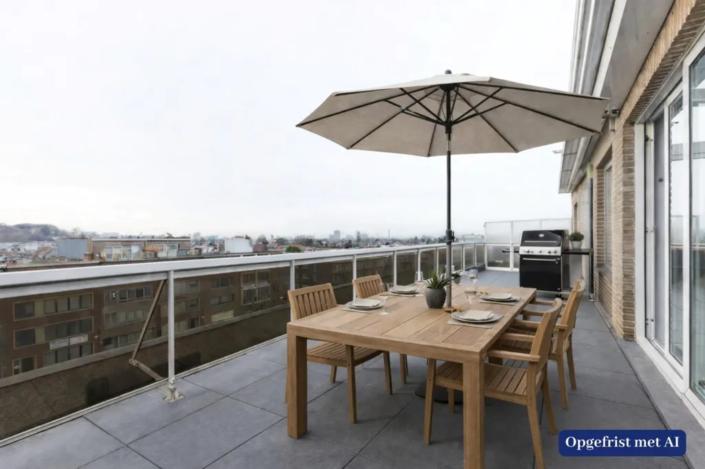 Terrace - Dutch-Style Apartment with Panoramic View in Deurne