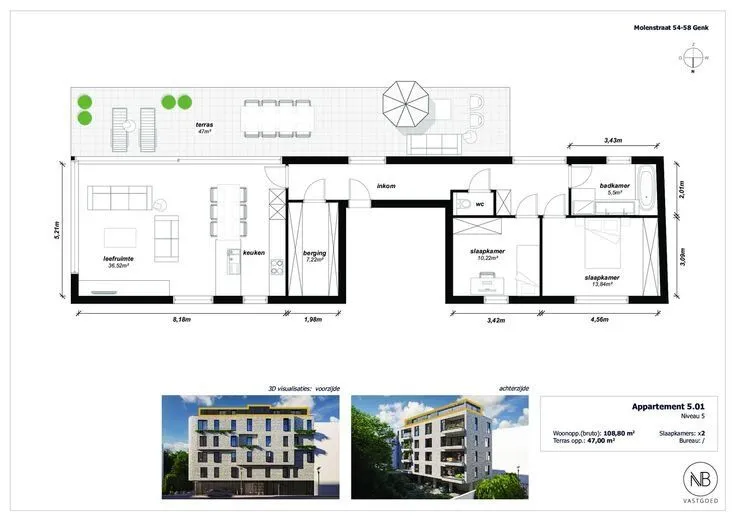 Floor Plan - Apartment with Terrace in Genk