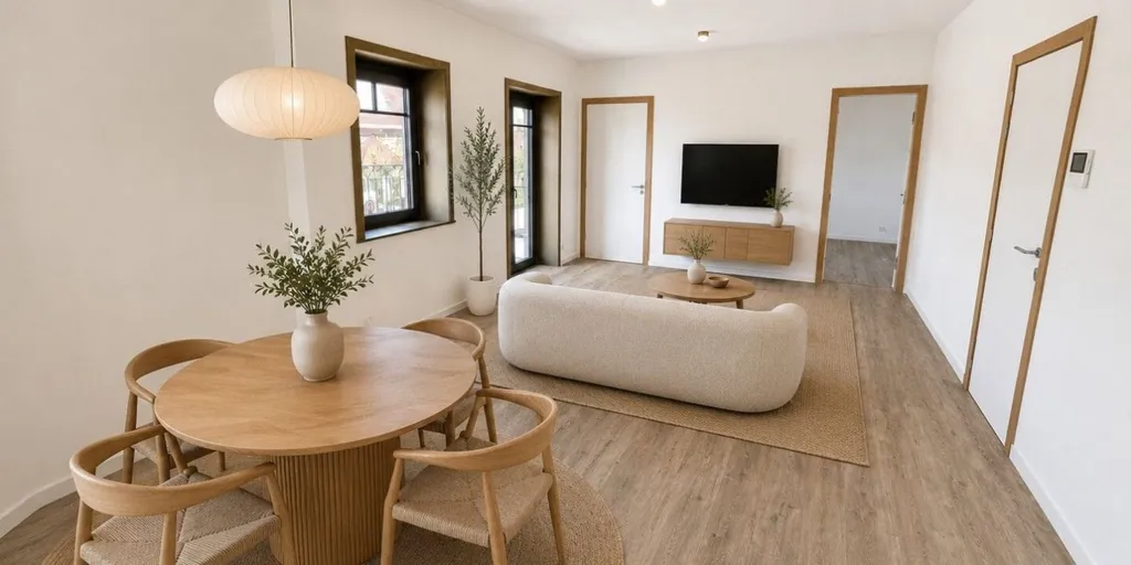 Séjour - Appartement énergétique avec terrasse à Kortrijk