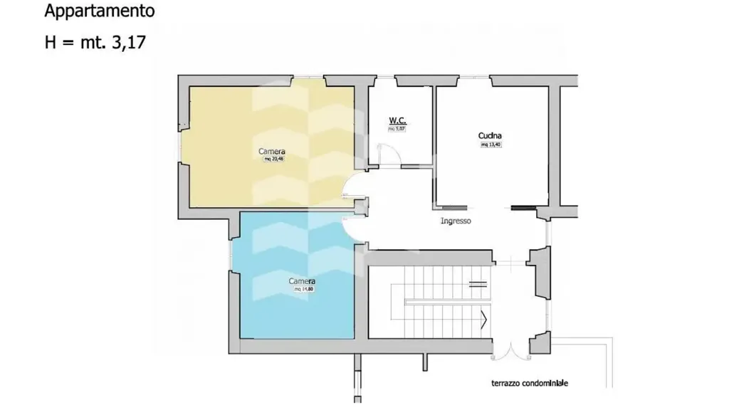 Plan - Studio Apartment with Terrace in Rome