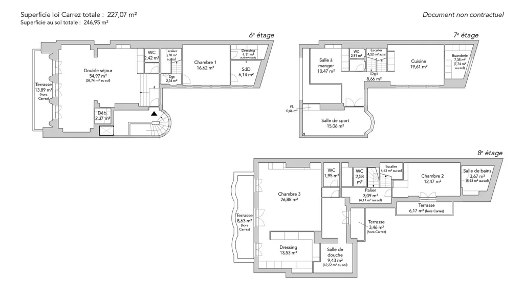 Plan - Penthouse Art Déco avec Terrasses à Paris 17ème