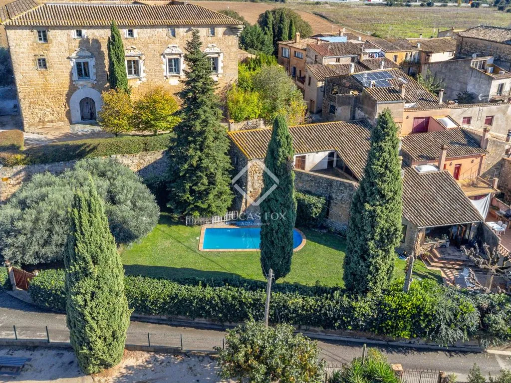 Aerial - Traditional Stone Cottage with Pool in Bàscara