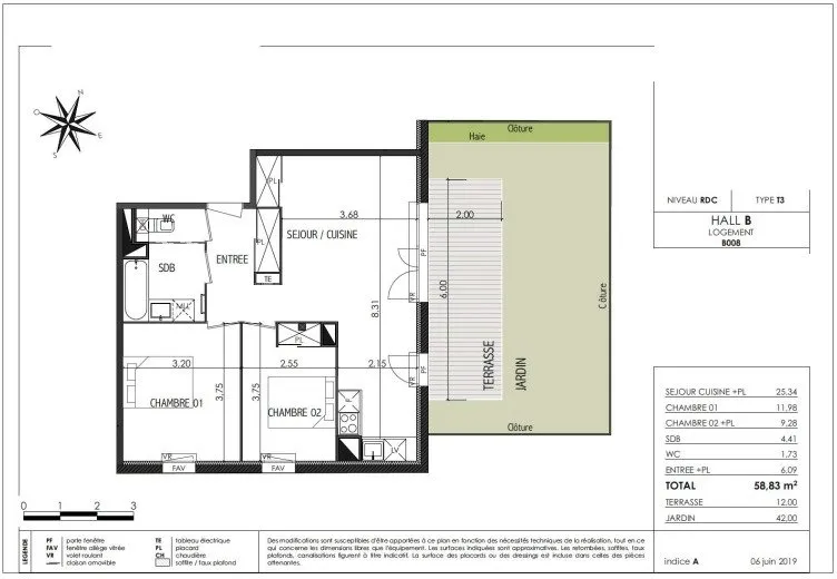 Plan - Appartement 3 Pièces avec Jardin à Castanet-Tolosan
