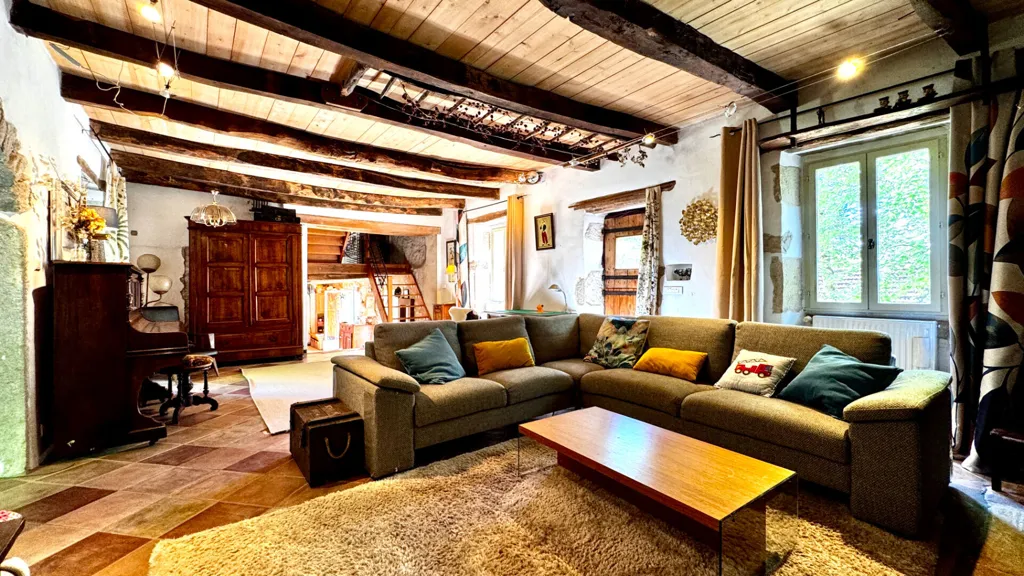 Living Room - Longère with Pool near Limogne-en-Quercy