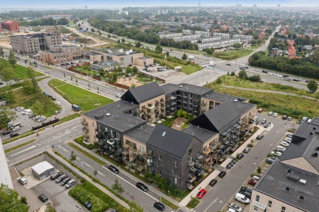 Vue aérienne - Modern Apartment with Garden Access in Aarhus