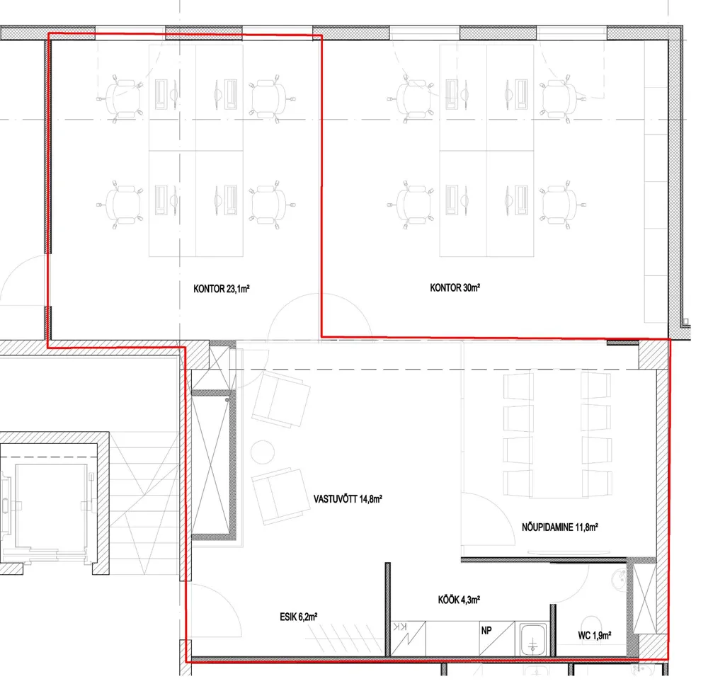 Plan - Newly Decorated Office with Views in Central Tallinn