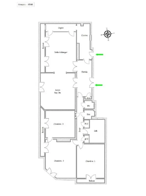 Plan - Appartement Familial avec Vue Tour Eiffel à Passy