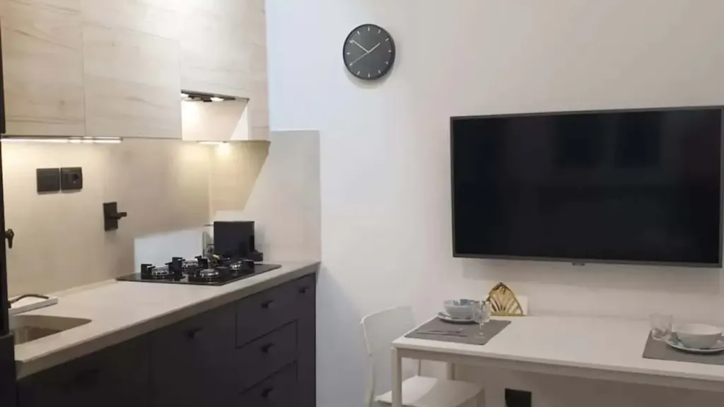 Kitchen - Furnished Studio with Air Conditioning in Genoa