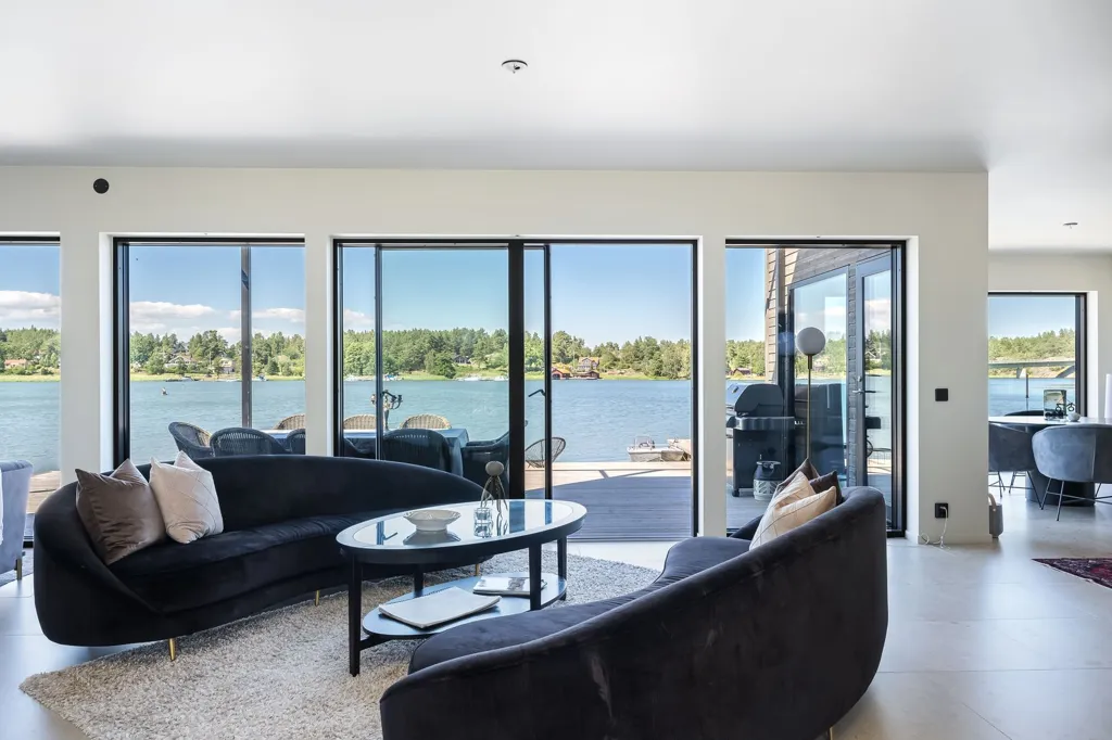Living Room - Modern Seafront Villa in Söderköping