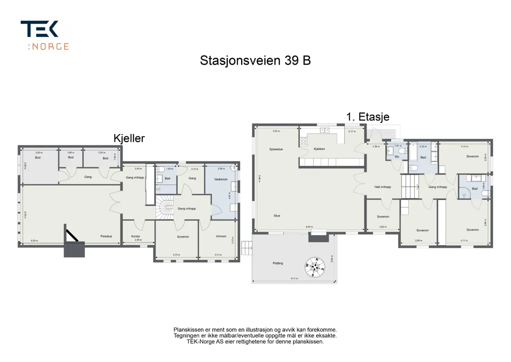 Planimetria - Detached House with Garden in Blommenholm