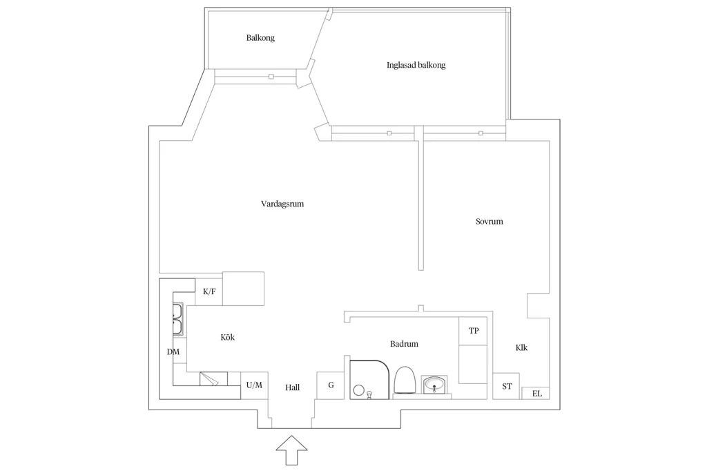 Floor Plan - Apartment with South-West Balcony in Nya Gård