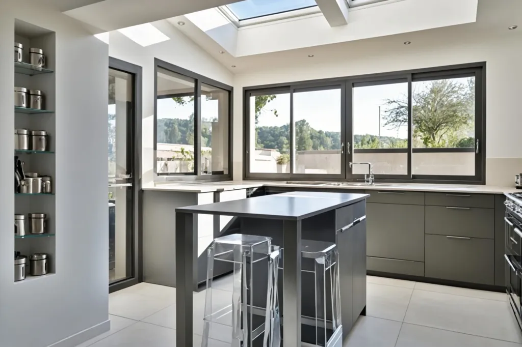 Cuisine - Villa Rénovée avec Vue Montagne à Cessy