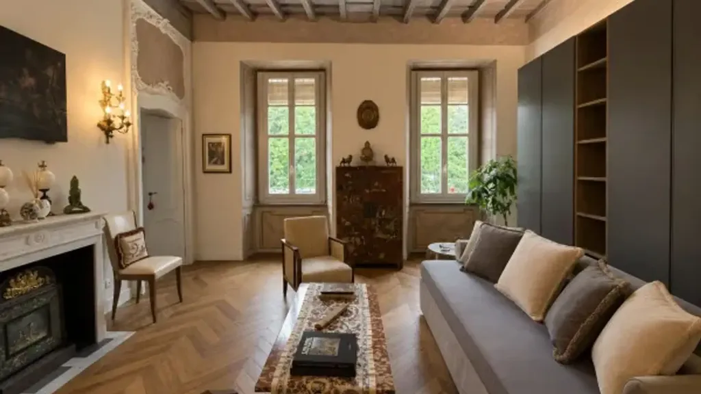 Séjour - Charm Apartment with Historic Features in Turin
