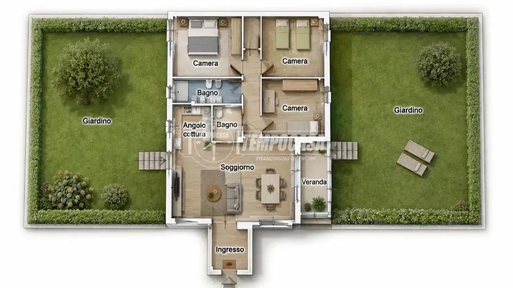 Plan - Quadrilocale with Private Gardens in Milan
