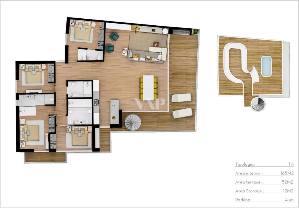 Plan - 4-Bedroom Penthouse with Rooftop in Vilamoura