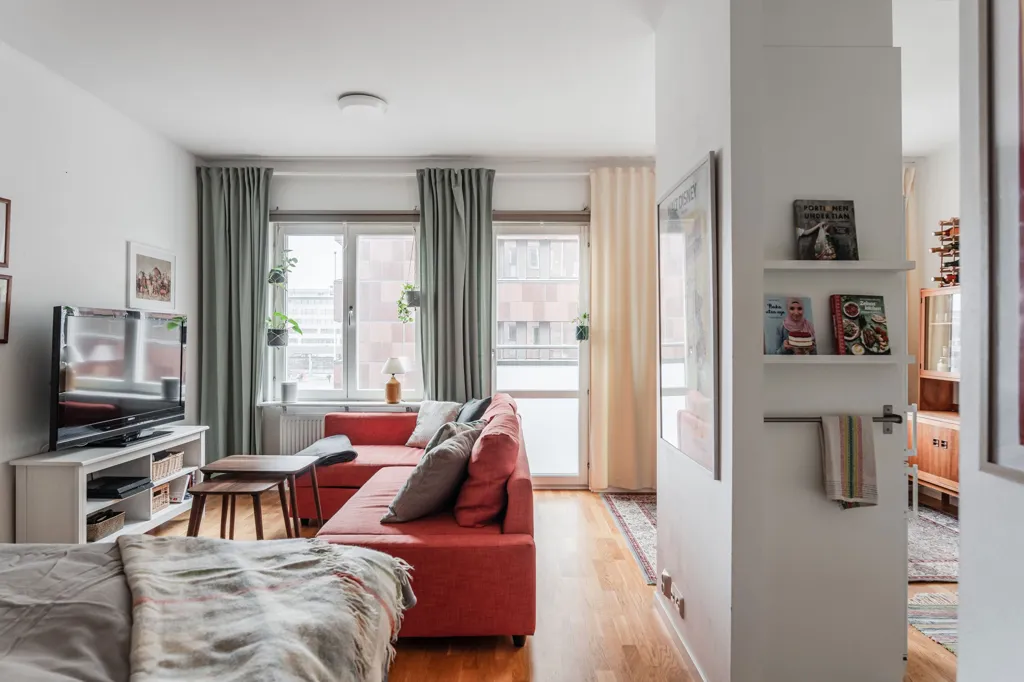 Séjour - Modern Flat with French Balcony in Central Uppsala
