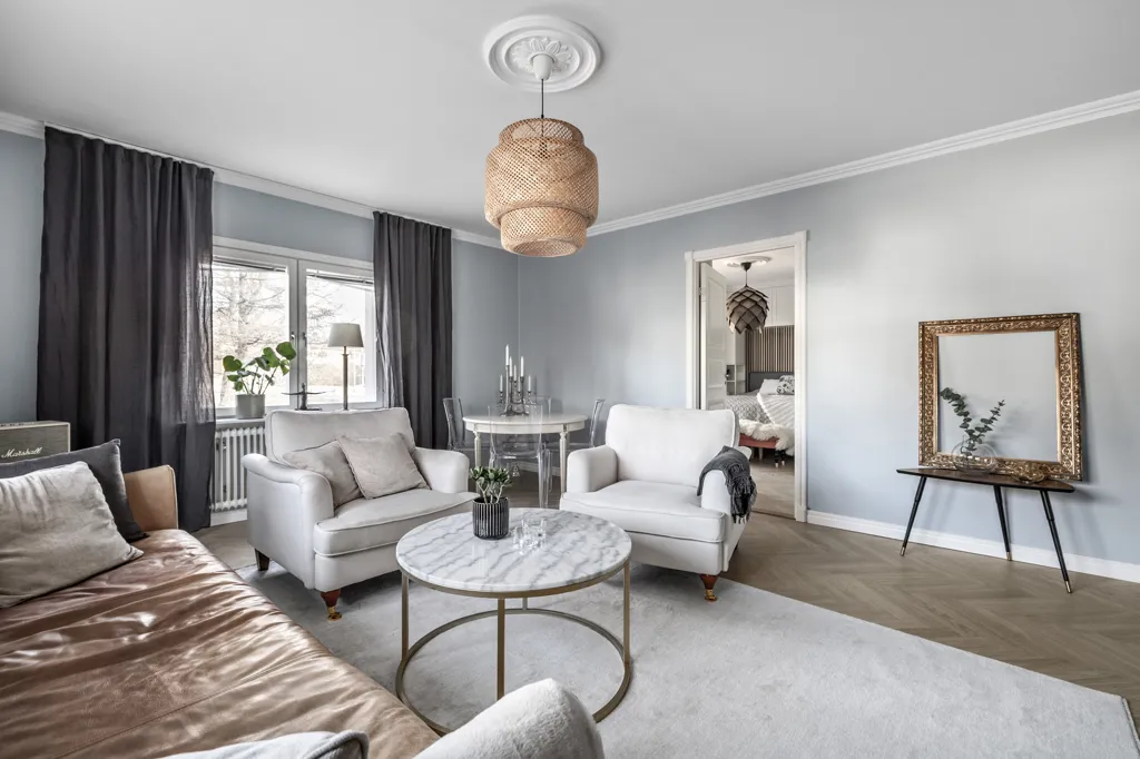 Séjour - Bright 3rd Floor Apartment with Garden Access in Östermalm
