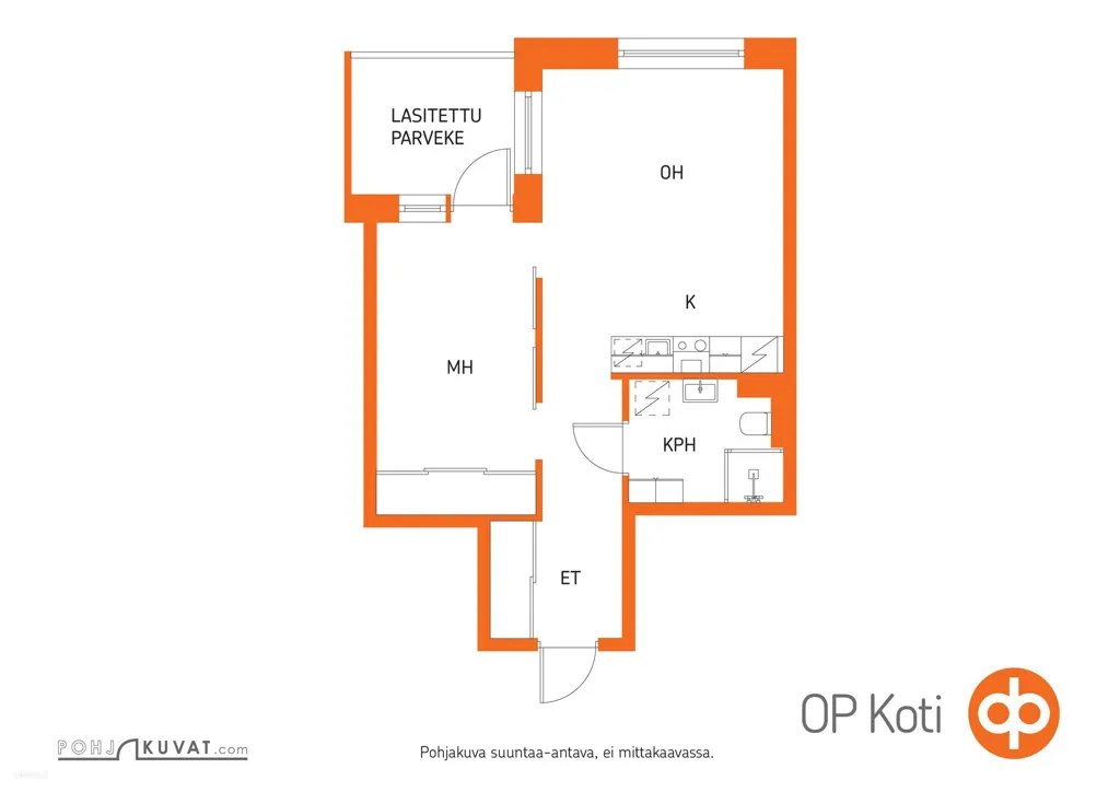 Plan - Modern Flat with Glazed Balcony in Tampere
