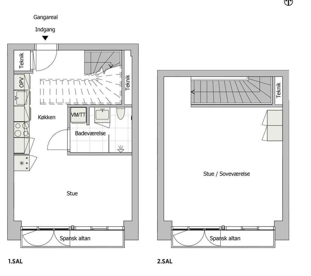 Plan - 2-Bedroom Apartment with Terrace in Aalborg