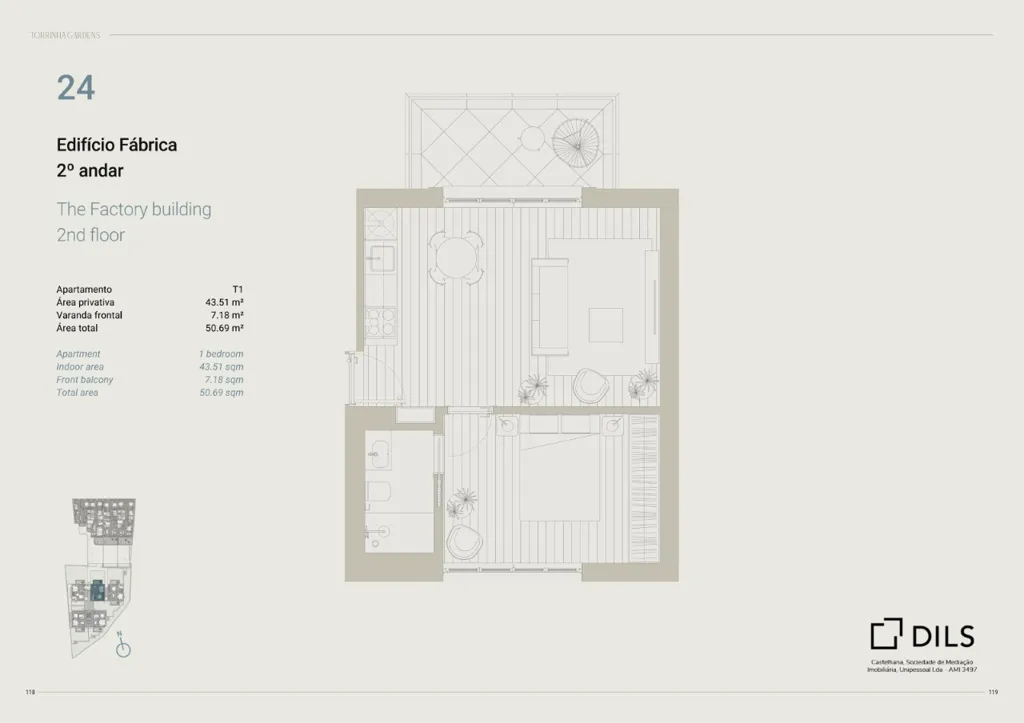 Plan - T1 Apartment with Balcony in Porto