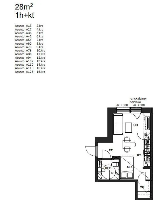 Planimetria - 8th Floor Apartment with Balcony in Vuosaari