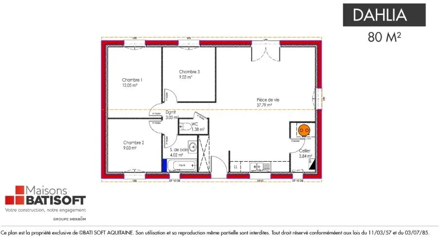Plaan - New Build House with Garden in Sanguinet