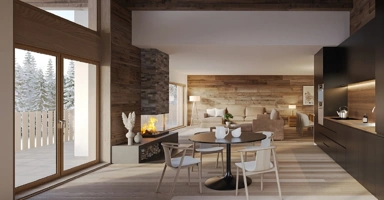 Kitchen - Apartment with Mountain View in Crans-Montana