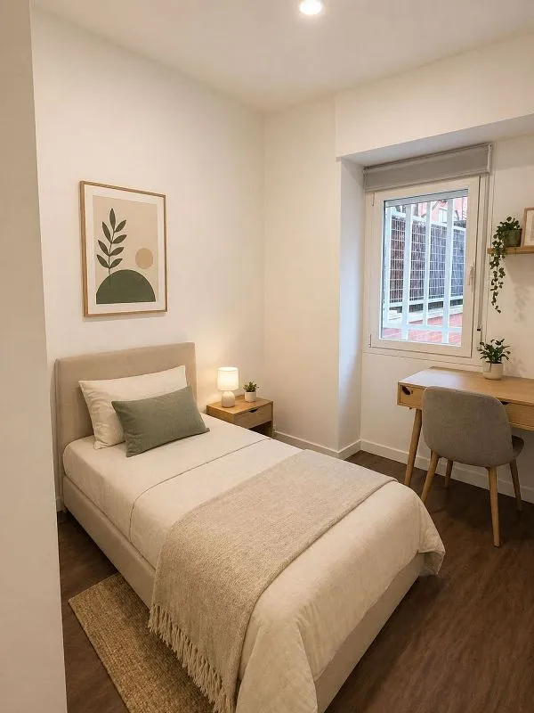 Chambres - 2-Bedroom Flat with A/C in Moratalaz, Madrid