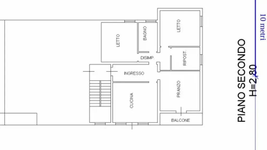 Plan - Rear-Facing Apartment with Balcony in Carpi