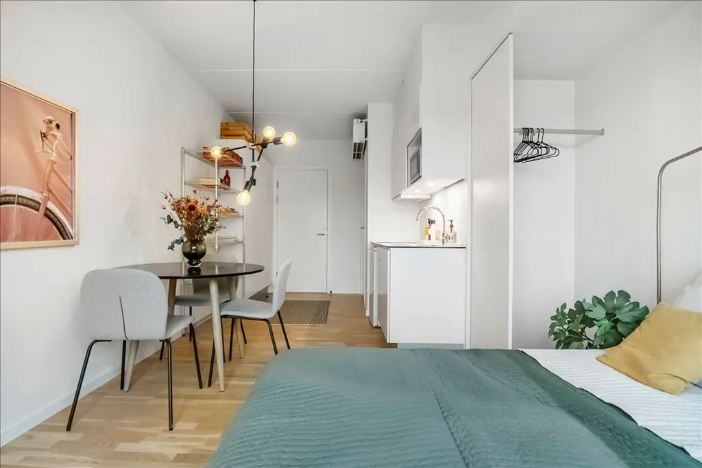 Bedrooms - Studio Apartment with Balcony in Aarhus N