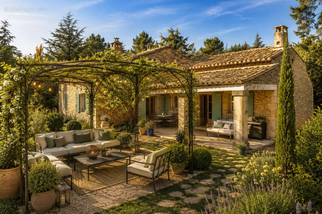 Terrass - House with Pool and Luberon View in Cabrières-d'Avignon