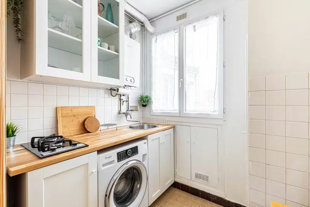 Köök - Furnished Flat with Washer in Paris