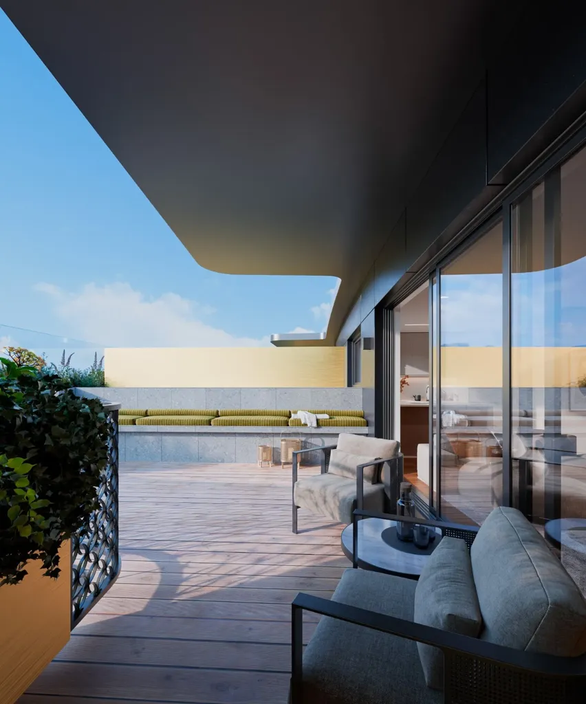 Terrasse - Three-Bedroom Apartment with Water View in Porto