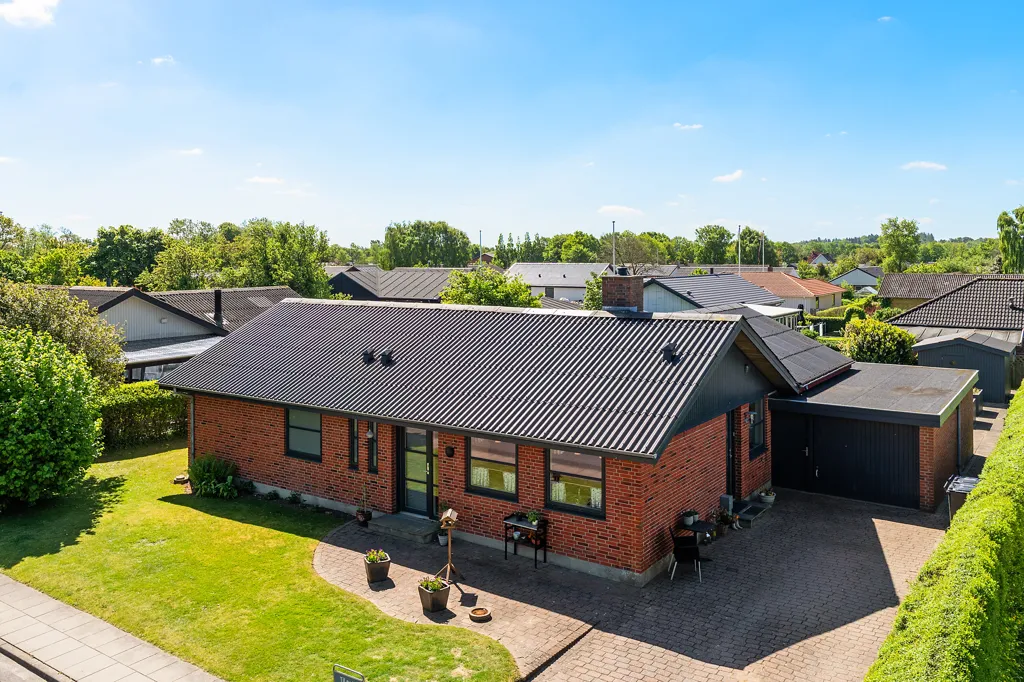 Aerial - Fenced Villa with Garden in Vildbjerg