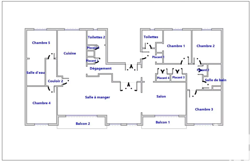 Plan - Appartement de 6 Pièces avec Balcons en Centre-Ville