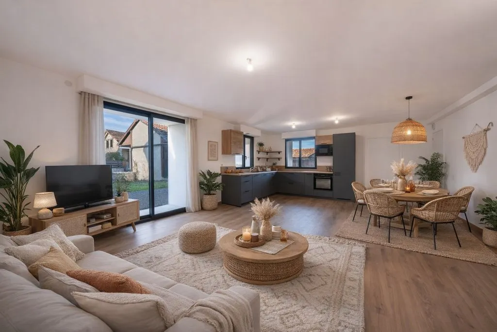 Séjour - Appartement Luxe avec Jardin à Évian-les-Bains
