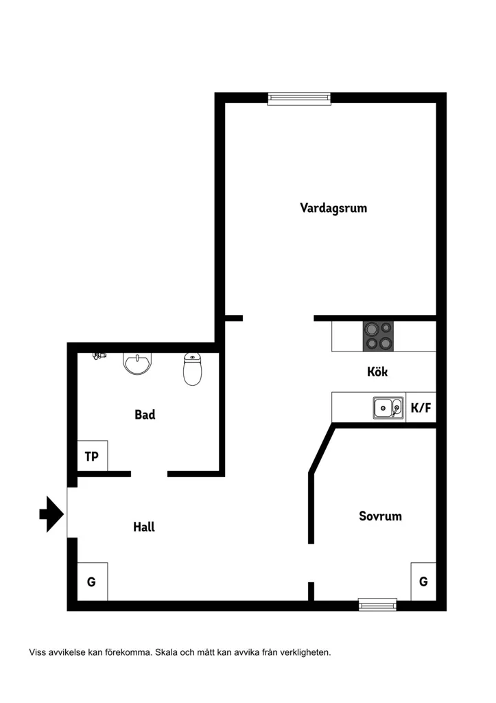 Plaan - Apartment with High Ceilings in Central Enköping