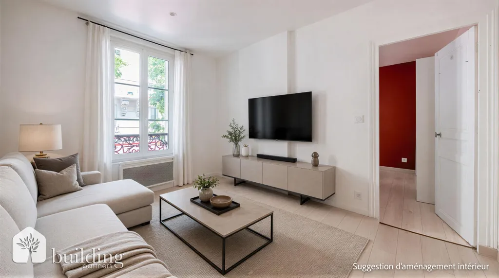Séjour - Appartement lumineux avec cave à Levallois-Perret