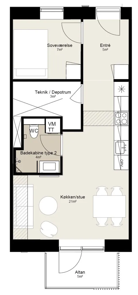 Plan - Apartment with Balcony in Lysbro