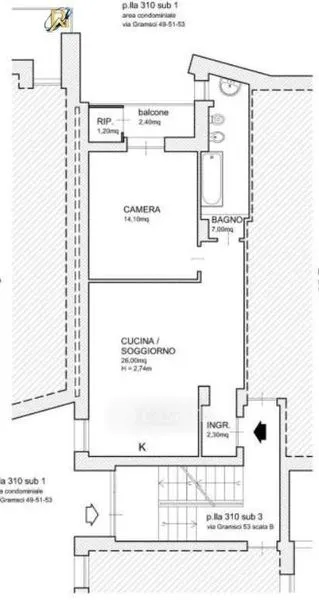 Plan - T2 Flat with Balcony in Nova Siri