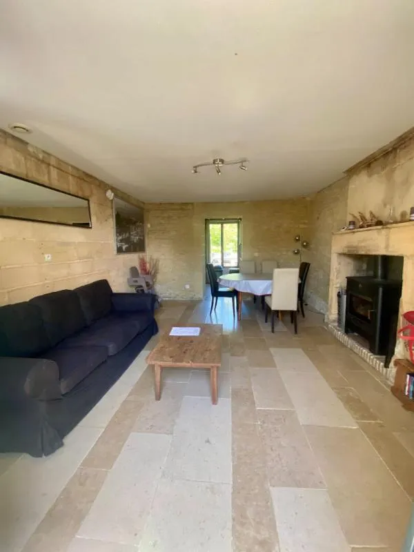 Living Room - Authentic Stone House in Colombiers-sur-Seulles