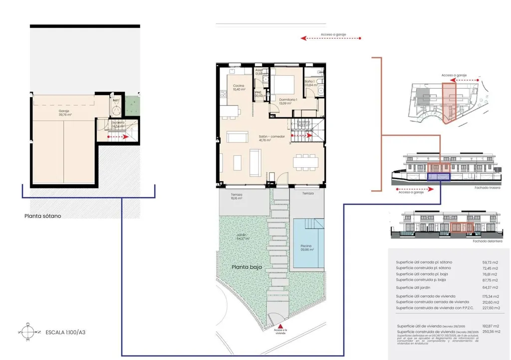 Plan - Eco-Friendly Townhouse with Pool in El Limonar, Málaga