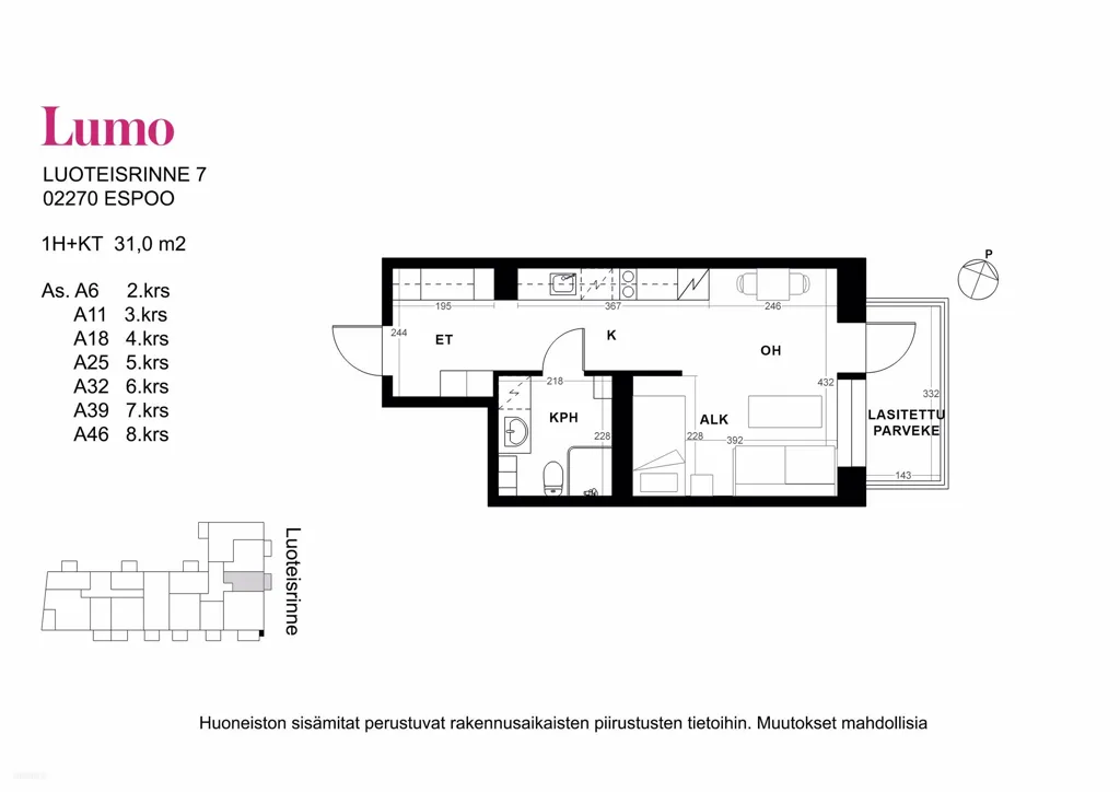Floor Plan - 1-room apartment in Espoo