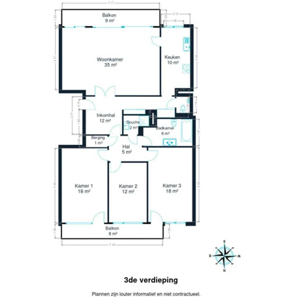 Plan - Appartement 3 Chambres avec Balcon à Forest