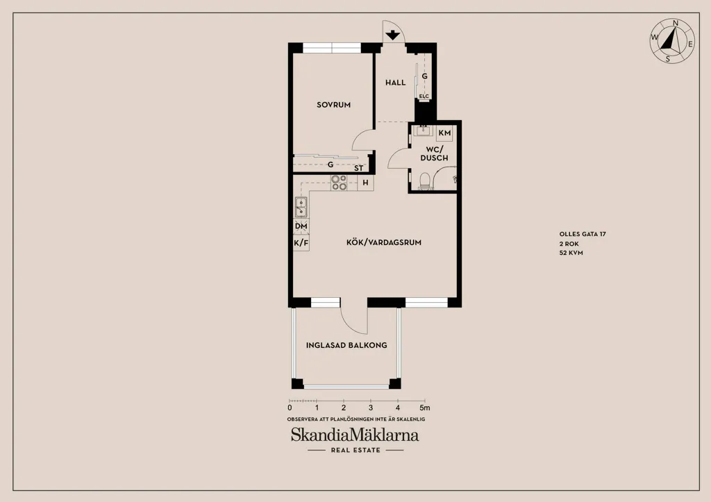 Plan - Two-Bedroom Flat with South-Facing Balcony in Kungälv