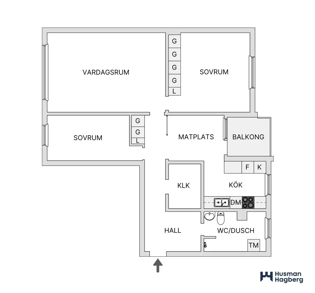 Plaan - Apartment with Balcony in Mariehem