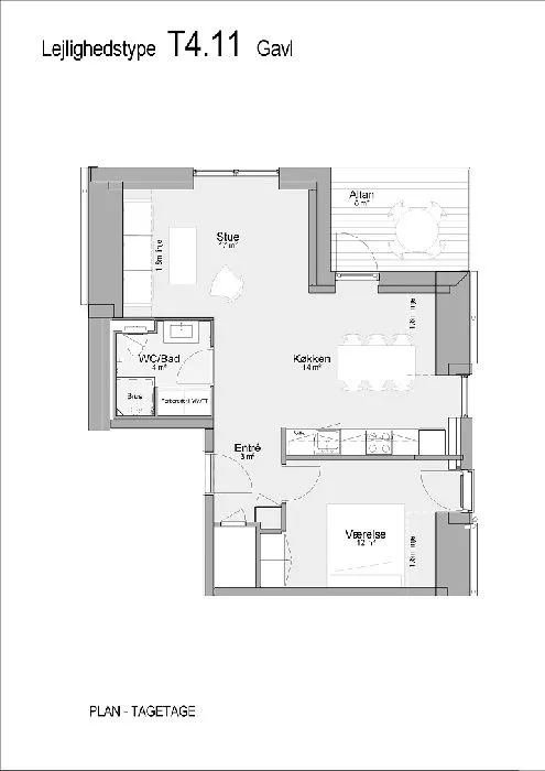 Planimetria - Modern 2-Bedroom Flat with Balcony in Årslev