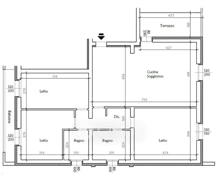 Plaan - Quadrilocale with Balcony in Piacenza